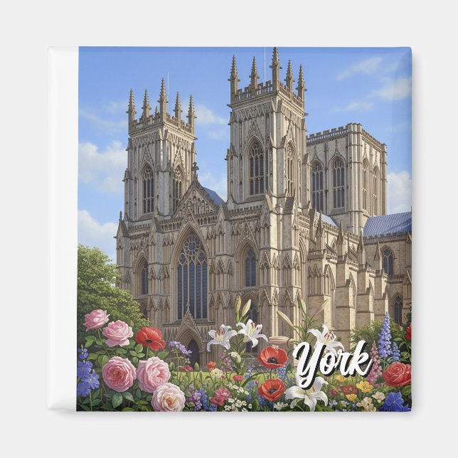 York Minster England Flowers Magnet (Front)