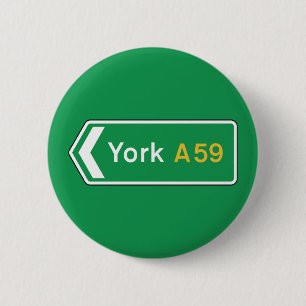 York, UK Road Sign 6 Cm Round Badge