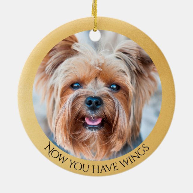Yorkie Angel Personalised Memorial  Ceramic Ornament (Back)
