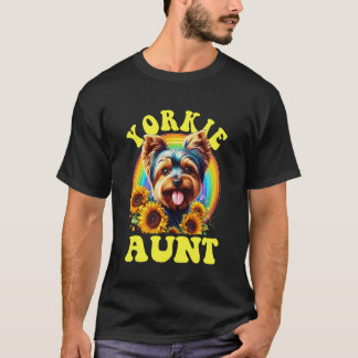 Yorkie Aunt Yorkshire Terrier Dog Sunflower T-Shirt