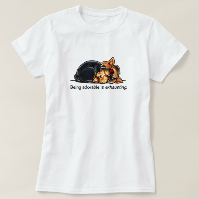 Yorkie Being Adorable Off-Leash Art™ T-Shirt (Design Front)