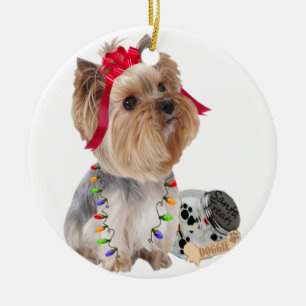 Yorkie Believes In Santa Ornament