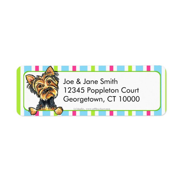 Yorkie Candy Stripes Return Address Label (Front)