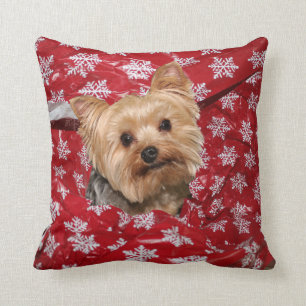 Yorkie Christmas Cushion