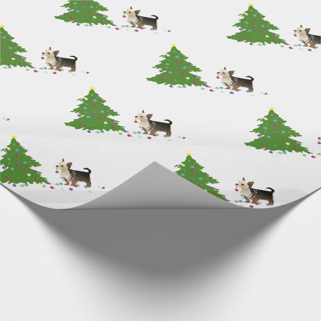 Yorkie Christmas Design Wrapping Paper (Corner)