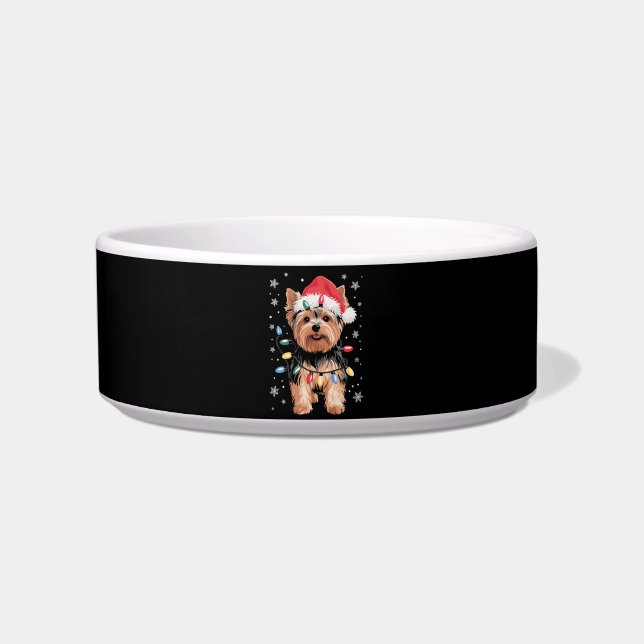 Yorkie Christmas Dog Long Xmas Gift Bowl (Front)