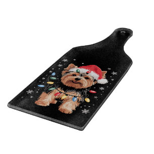 Yorkie Christmas Dog Long Xmas Gift Cutting Board