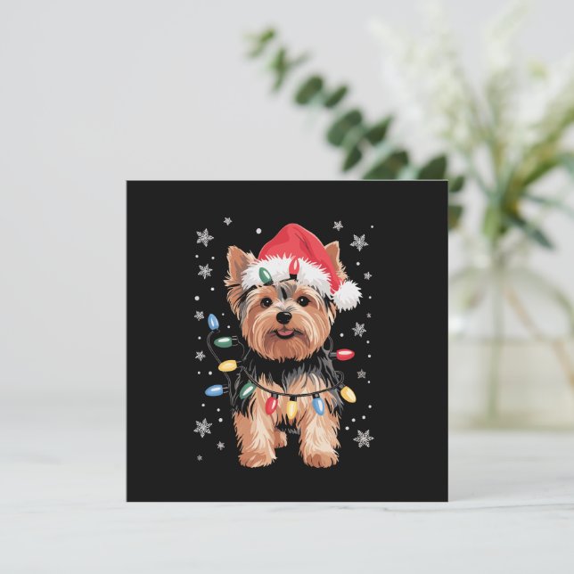 Yorkie Christmas Dog Long Xmas Gift Invitation (Standing Front)
