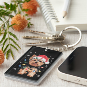 Yorkie Christmas Dog Long Xmas Gift Key Ring