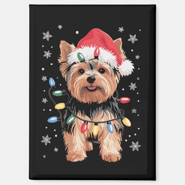 Yorkie Christmas Dog Long Xmas Gift Magnet (Front)