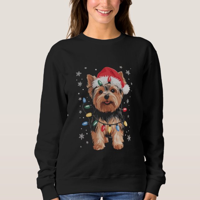 Yorkie Christmas Dog Long Xmas Gift Sweatshirt (Front)