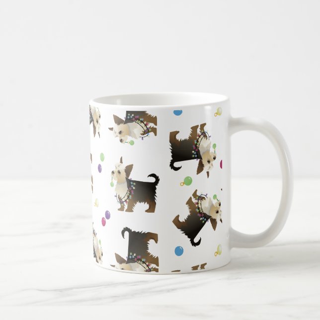 Yorkie Christmas Dog Seamless Pattern Mug (Right)