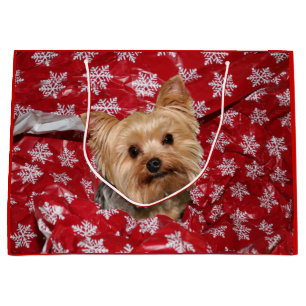 Yorkie Christmas Large Gift Bag
