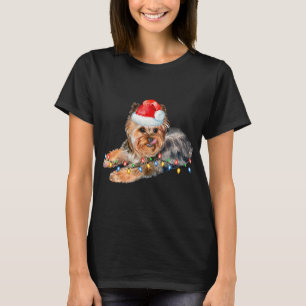 Yorkie Christmas Light Puppy Dog Xmas Funny T-Shirt