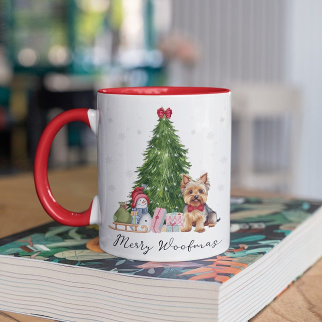 Yorkie Christmas Mug Merry Woofmas Funny Dog lover (Personalized Dog Lover Mug - Perfect Holiday Gift. Merry Woofmas Mug. Yorkie Christmas Mug)
