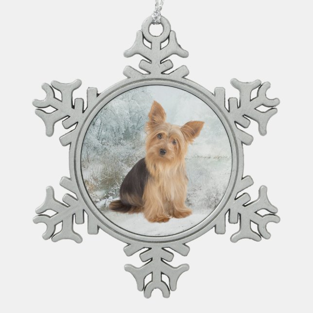 Yorkie Christmas Ornament (Front)
