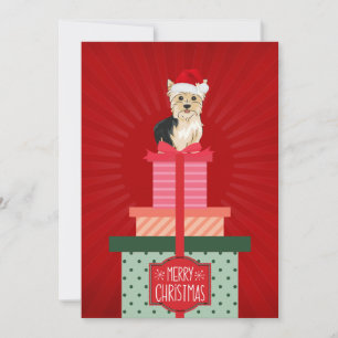 Yorkie Christmas Presents Merry Xmas Dog  Holiday Card