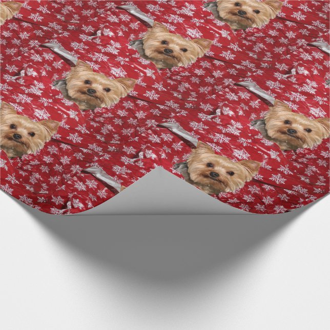 Yorkie Christmas Wrapping Paper (Corner)