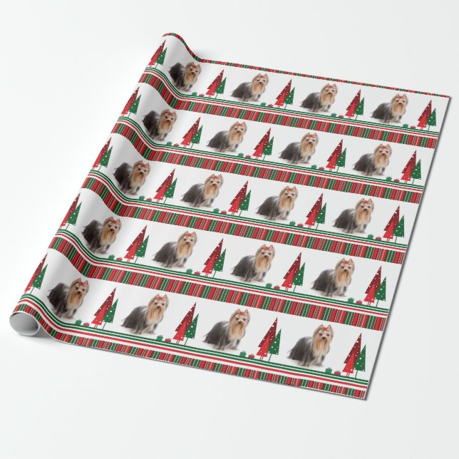 Yorkie Christmas Wrapping Paper (Unrolled)