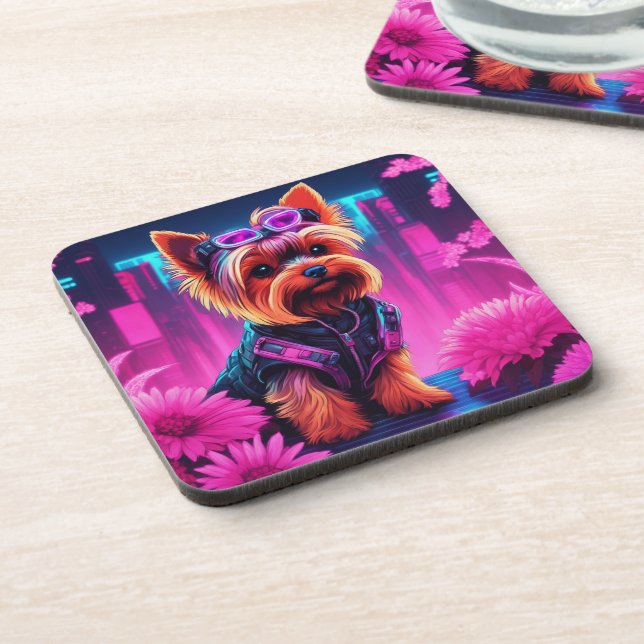 Yorkie- coasters with cork back - set of 6 (Left Side)