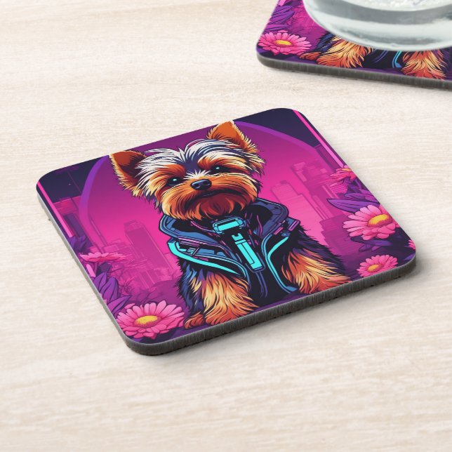 Yorkie- coasters with cork back - set of 6 (Left Side)