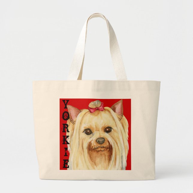 Yorkie Colour Block Large Tote Bag (Front)