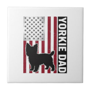 Yorkie Dad Patriotic Vintage Engraving Dog Shirt D Ceramic Tile