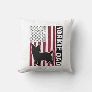 Yorkie Dad Patriotic Vintage Engraving Dog Shirt D Cushion