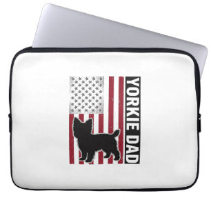 Yorkie Dad Patriotic Vintage Engraving Dog Shirt D Laptop Sleeve