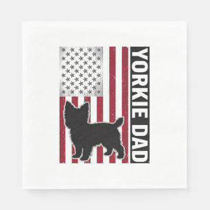 Yorkie Dad Patriotic Vintage Engraving Dog Shirt D Napkin