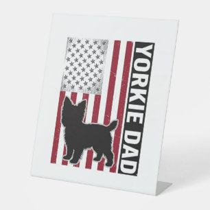 Yorkie Dad Patriotic Vintage Engraving Dog Shirt D Pedestal Sign