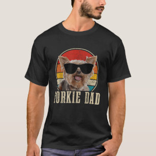 Yorkie Dad Sunglasses Funny Dog Vintage Yorkshire  T-Shirt