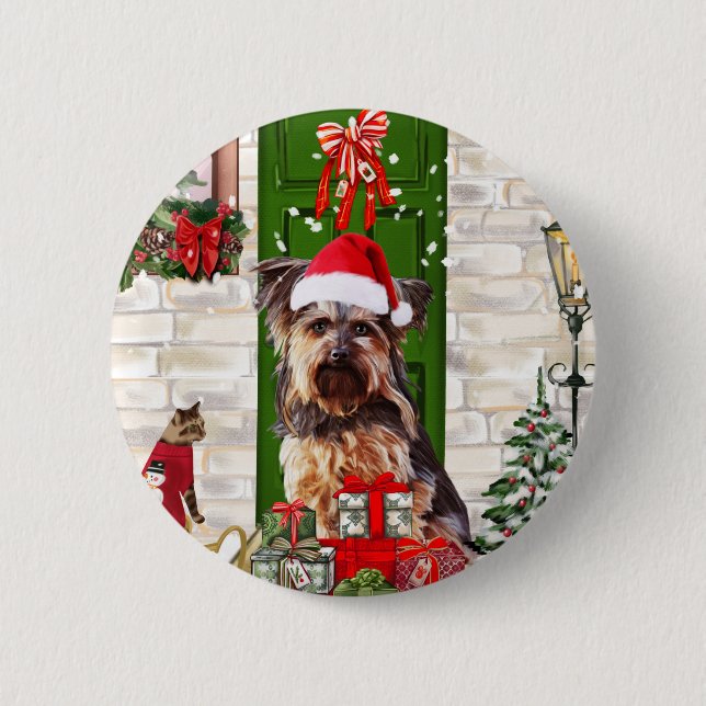 Yorkie Dog Christmas   6 Cm Round Badge (Front)