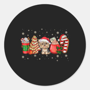 Yorkie Dog Christmas Pajamas Coffee Latte Mugs Xma Classic Round Sticker