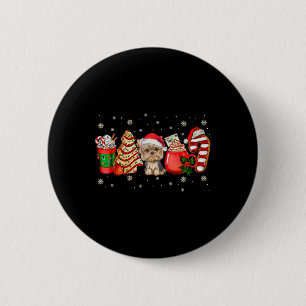 Yorkie Dog Christmas Pyjamas Coffee Latte Mugs Xma 6 Cm Round Badge