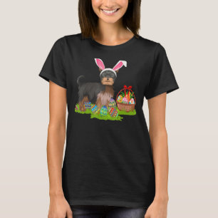 Yorkie Dog Easter Egg Hunting Bunny Yorkie Easter  T-Shirt