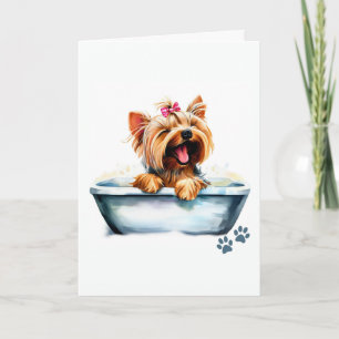 Yorkie Dog Folded Greeting Card