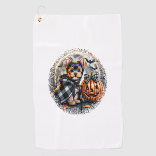 Yorkie Dog Halloween Golf Towel
