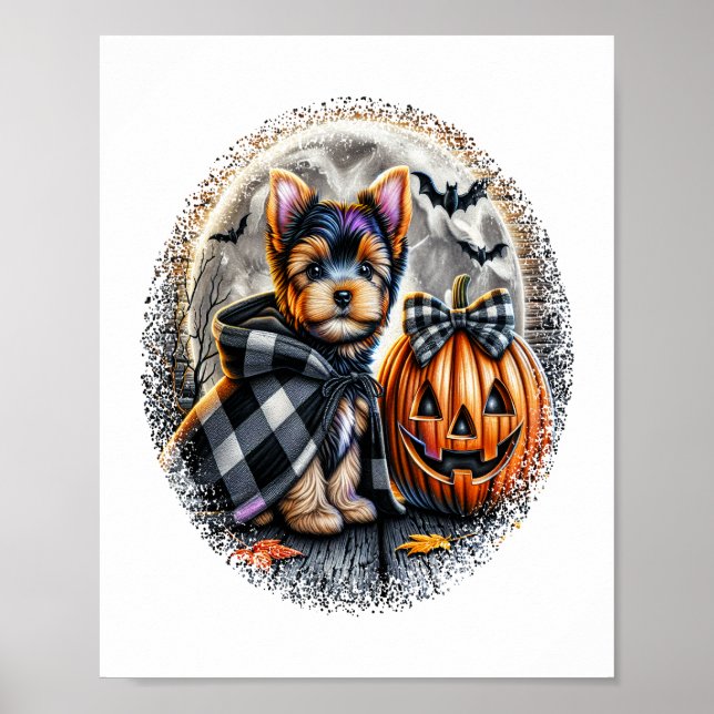 Yorkie Dog Halloween Poster (Front)