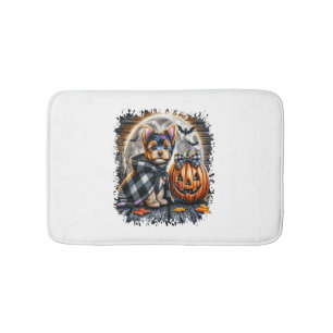 Yorkie Dog Halloween Square Bath Mat