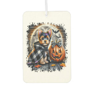 Yorkie Dog Halloween Square Car Air Freshener