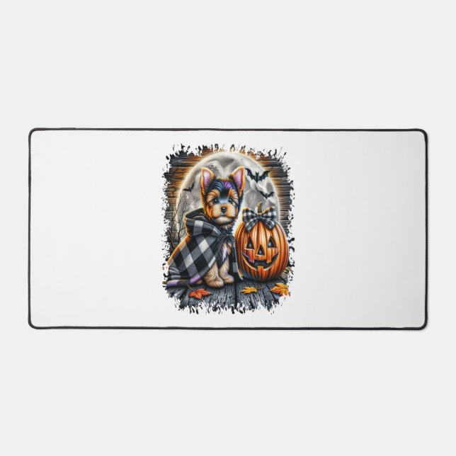 Yorkie Dog Halloween Square Desk Mat (Front)