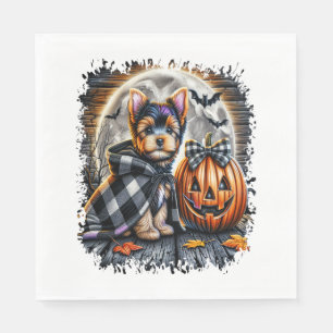 Yorkie Dog Halloween Square Napkin