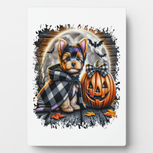 Yorkie Dog Halloween Square Plaque