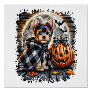 Yorkie Dog Halloween Square Poster