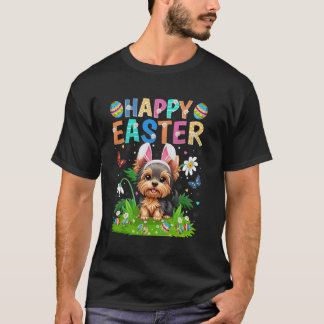 Yorkie Dog Happy Easter Egg Hunt Bunny Ear Easter T-Shirt
