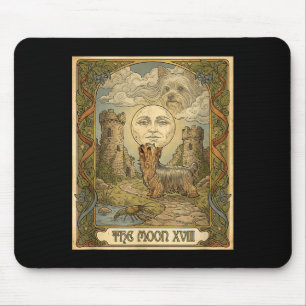 Yorkie dog howling to the moon meme tarot card mouse pad