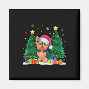 Yorkie Dog Lovers Santa Hat Ugly Christmas Sweater Magnet