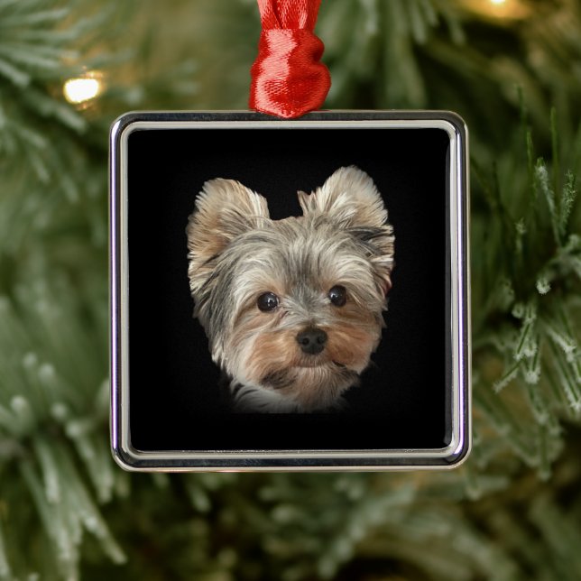 Yorkie Dog Metal Ornament (Tree)