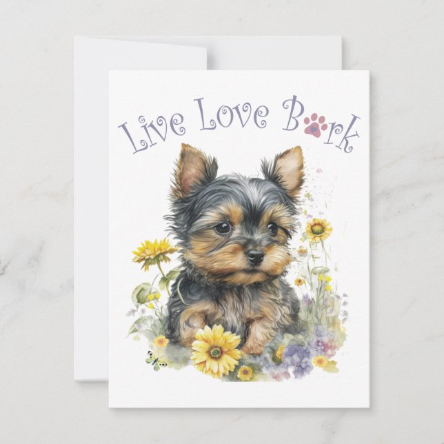 Yorkie Dog Mum Floral Card (Front)
